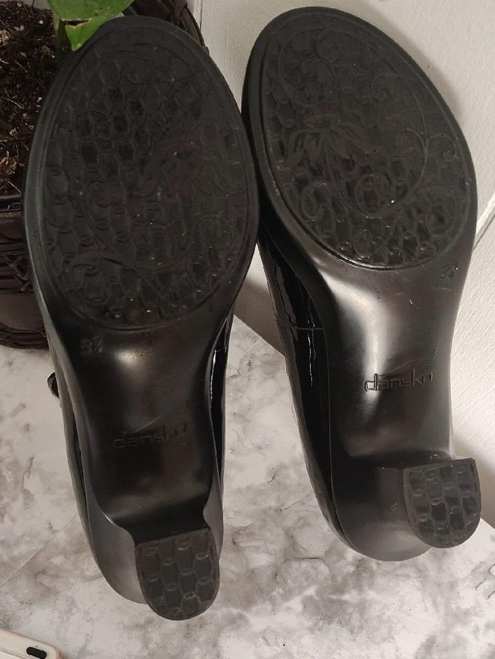 Dansko Black Patent Mary Jane Heels